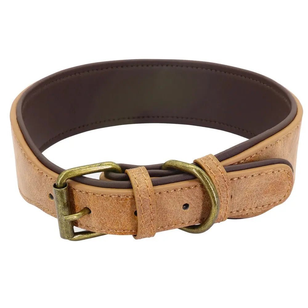 Wide Leather Dog Collar Padded Pet Collars Dog Collar for Medium Large Dogs Pitbull Bulldog German Shepherd 2XL Mio pet store