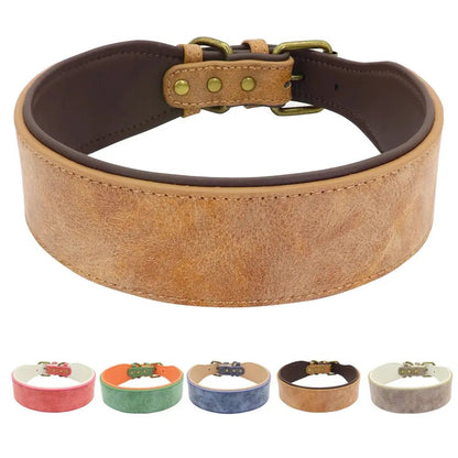 Wide Leather Dog Collar Padded Pet Collars Dog Collar for Medium Large Dogs Pitbull Bulldog German Shepherd 2XL Mio pet store