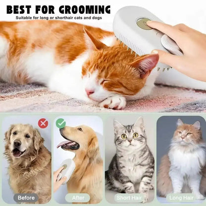 3-in-1 Dog Hair Brush Cat Hair Brush Electric Pet Cleaning Brush Steam Spray Brush Massage Hair Removal Comb Anti Flying Brush Mio pet store