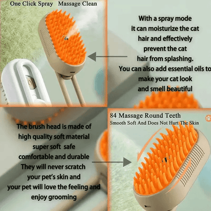 3-in-1 Dog Hair Brush Cat Hair Brush Electric Pet Cleaning Brush Steam Spray Brush Massage Hair Removal Comb Anti Flying Brush Mio pet store